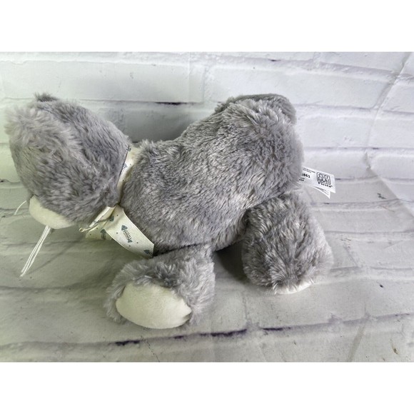 Fiesta Kitten Kitty Cat Floppy Stuffed Plush Gray White Fish Bone Bow Pink Nose - Picture 7 of 10